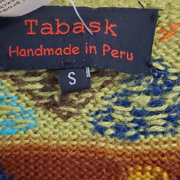 New Tabask Tey-Art ALPACA Sweater Cardigan Small Colorful Aztec Southwestern #35 - Picture 3 of 7